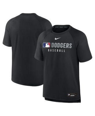 Nike - Men's Black Los Angeles Dodgers Authentic Collection Pregame Raglan Performance T-Shirt