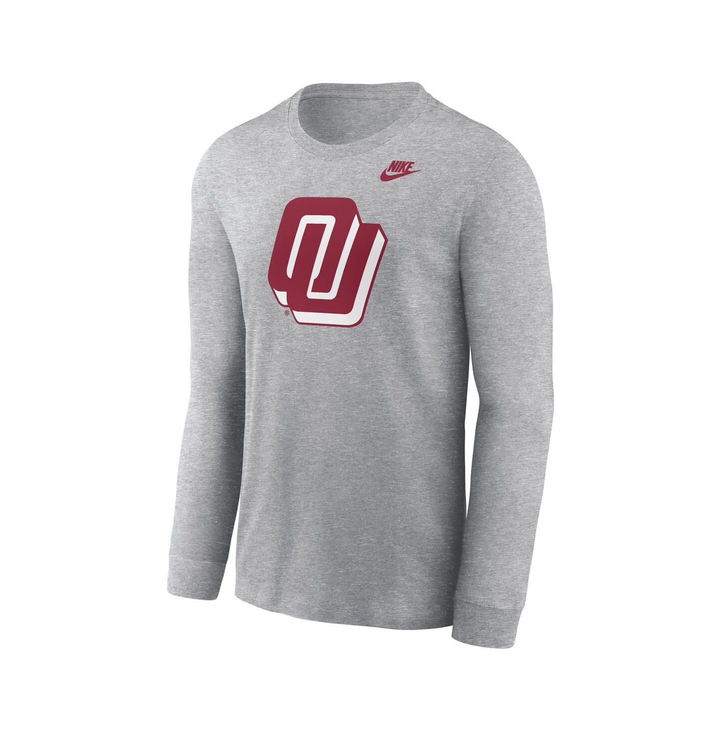 Мужская футболка Nike Heather Gray Oklahoma Sooners Alternate Logo Long Sleeve — фото 2