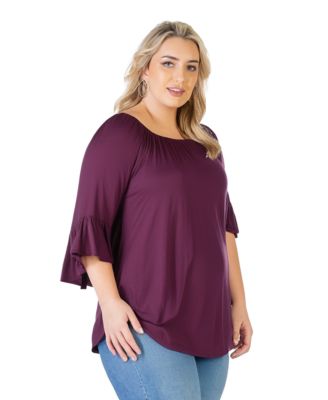 Plus Size Bell Sleeve Loose Fit Tunic Top
