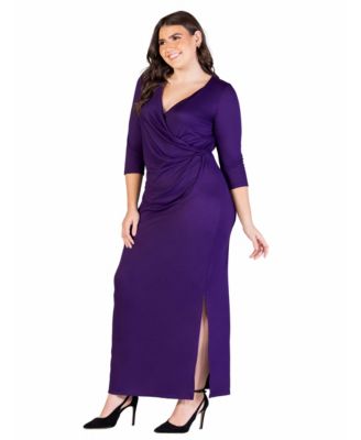 Fitted V-Neck Side Slit Maxi Dress