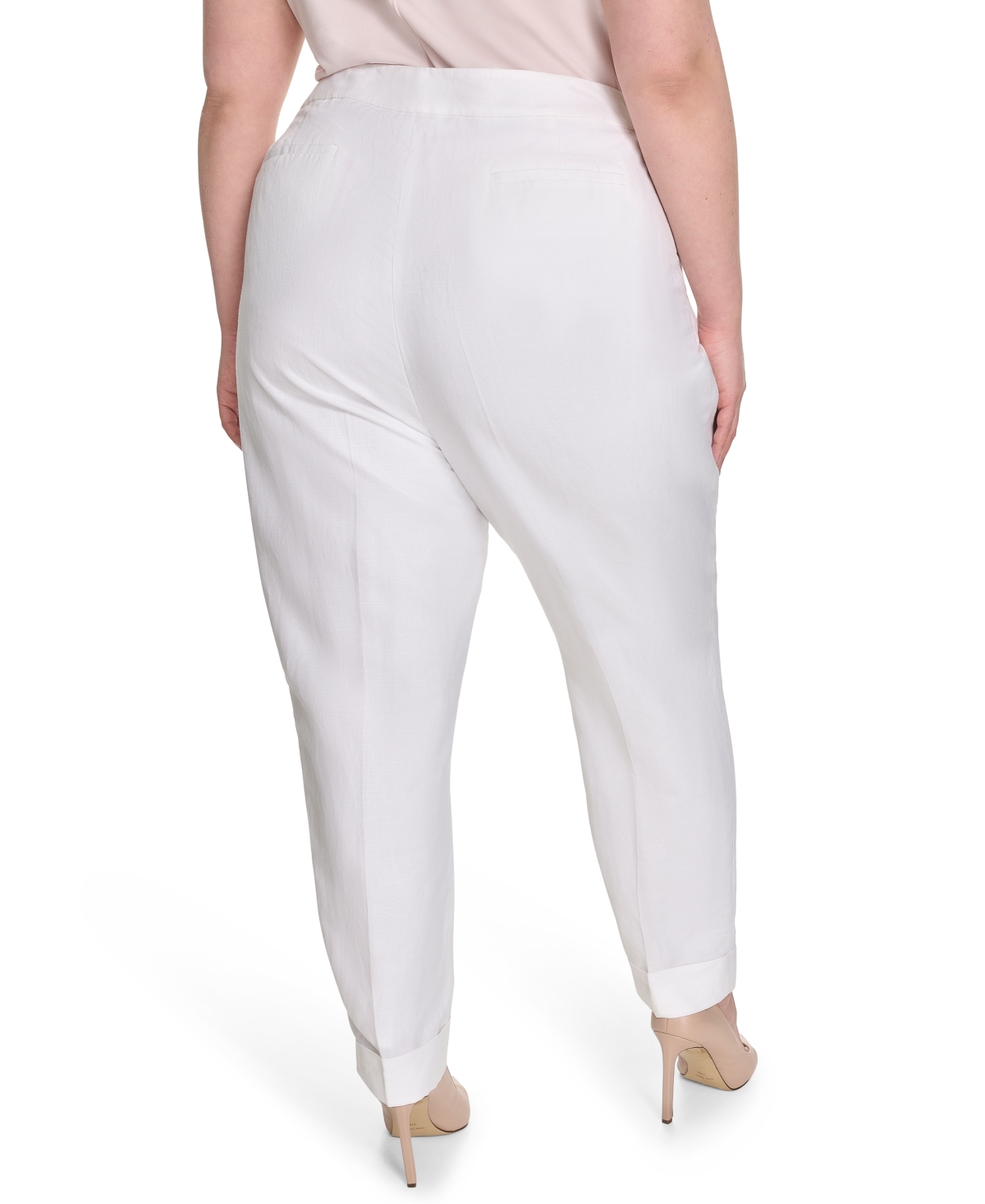 Calvin Klein Plus Size Mid Size Straight-leg Pants In White