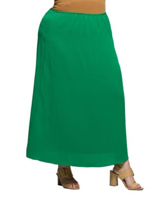 Plus Size Elastic Waist A-Line Maxi Skirt