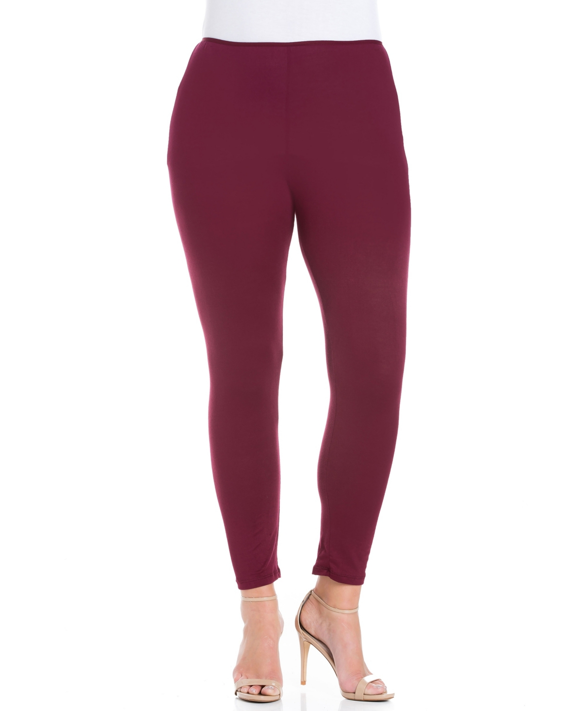 Shop 24seven Comfort Apparel Plus Size Comfortable Ankle Length Leggings In Wine