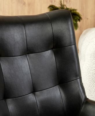 35.75" Leatherette Mid-Century Modern Wingback Accent Chair