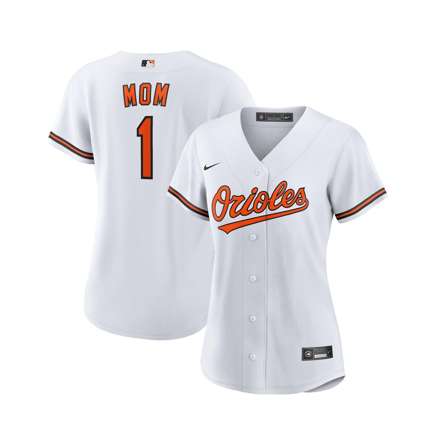 Женский топ Nike White Baltimore Orioles 1 Mom Home Replica Jersey — фото 1