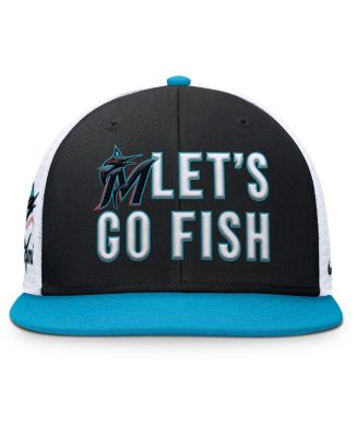 Men's Black/Light Blue Miami Marlins Pro Performance Trucker Snapback Hat