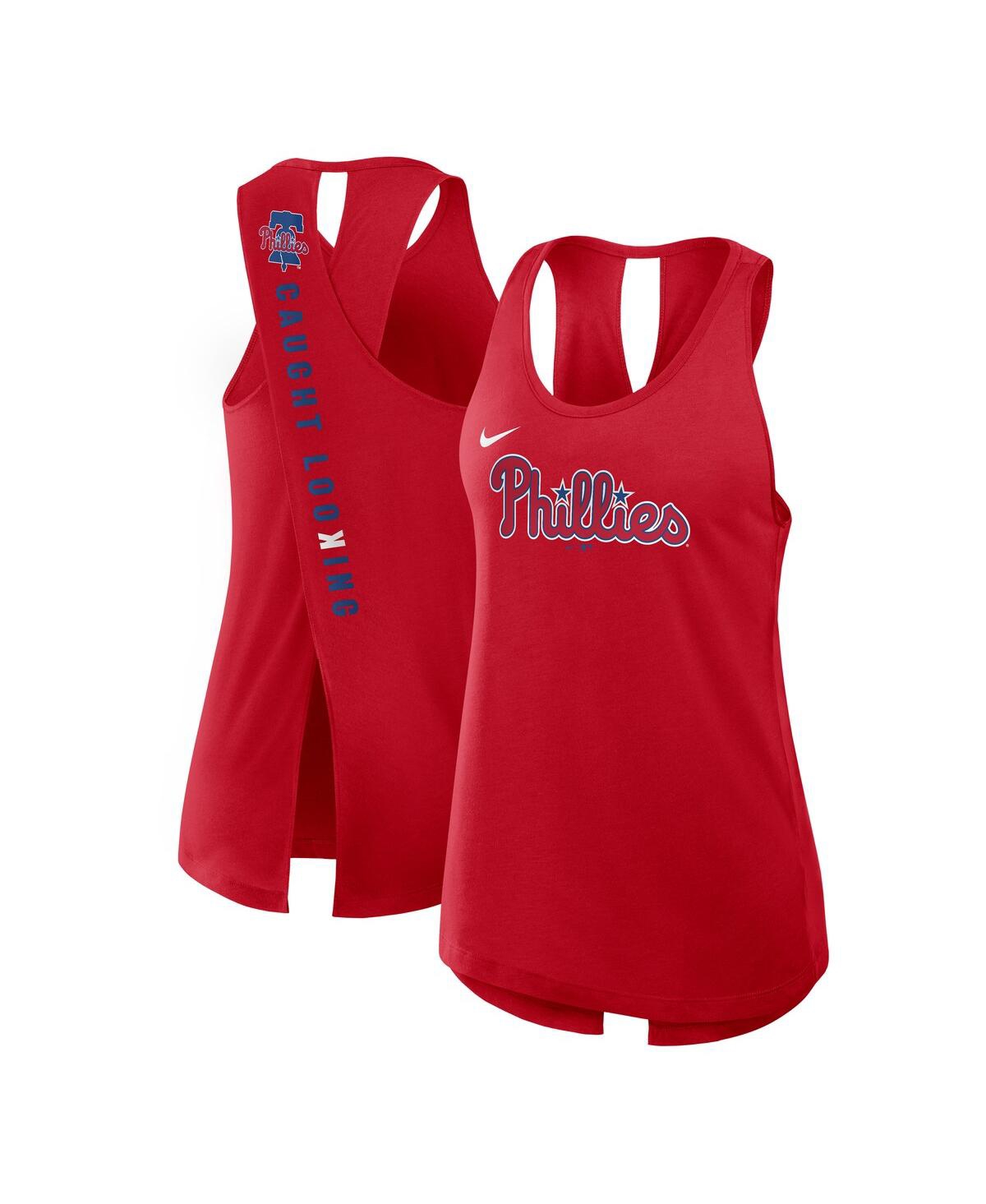 Nike Red Philadelphia Phillies Crisscross Performance Tank Top In Red