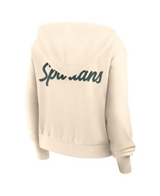 Women's Cream Michigan State Spartans Chill Midi Full-Zip Hoodie