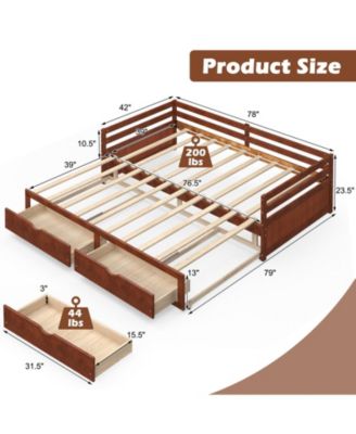 Extendable Twin to King Daybed with Trundle and 2 Storage Drawers