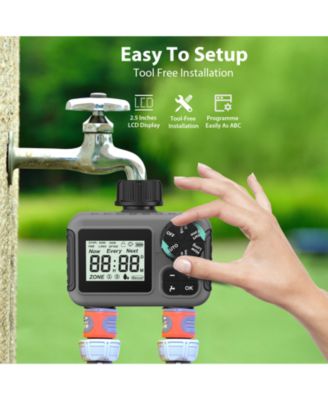 2 Zone Digital Water Timer Sprinkler Timer Outdoor for Lawn Garden Rain Delay Manual Automatic Watering