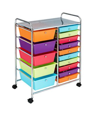 15-Drawer Utility Rolling Organizer Cart with Multi-Use Storage