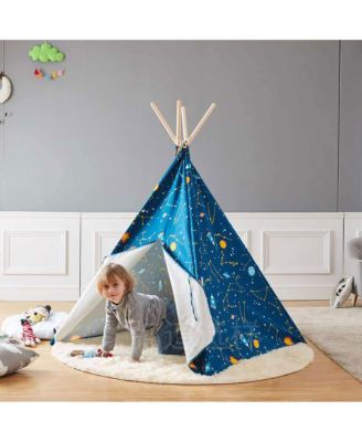 Wonder&Wise Glow in the Dark Starry Sky Indoor Kids Foldable Canvas Teepee Tent