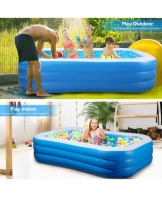 Inflatable Swimming Pool Kids Adults Blow up Pool Family Backyard 120" x 72" x 22" Blue
