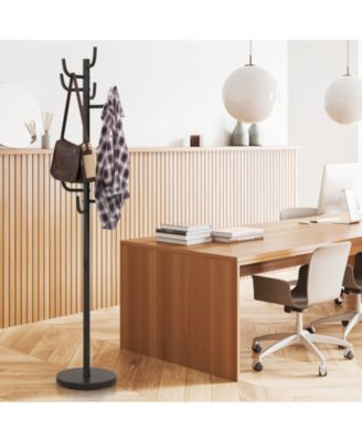 Metal Coat Rack Stand with 8 Sturdy Hooks and Metal Base