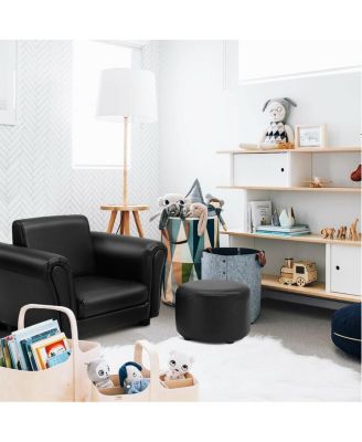 Kids Single Armrest Couch Sofa with Ottoman