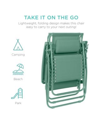 Folding Zero Gravity Recliner Patio Lounge Chair w/ Canopy Shade, Headrest, Tray