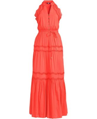Women's Cotton Voile Halter Tiered Maxi Dress