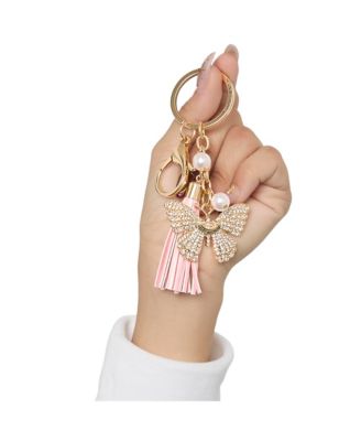 Butterfly Charm Keychain with Pearls