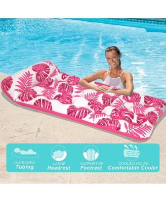 Inflatable Pool Floats Hammock with Headrest Floating Pool Lounge Chair 73 x 34in for Adults