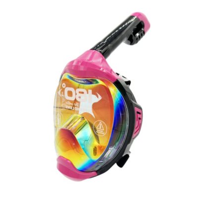 180degree(s) Moflow Plus Irridium Full Face Snorkel Mask - Panoramic View, CO2-Free, 4X Oxygen, Anti-Fog, Dry Snorkel, Camera Mount, Silicone, Premium Straps