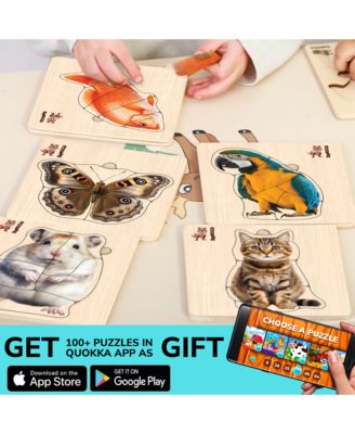 6XSET Realistic Wooden Montessori Puzzles for Toddlers Ages 1-3