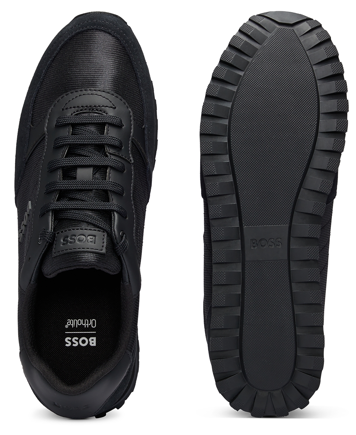 Boss by Hugo Men's Faux-Leather Trim Trainers Sneakers