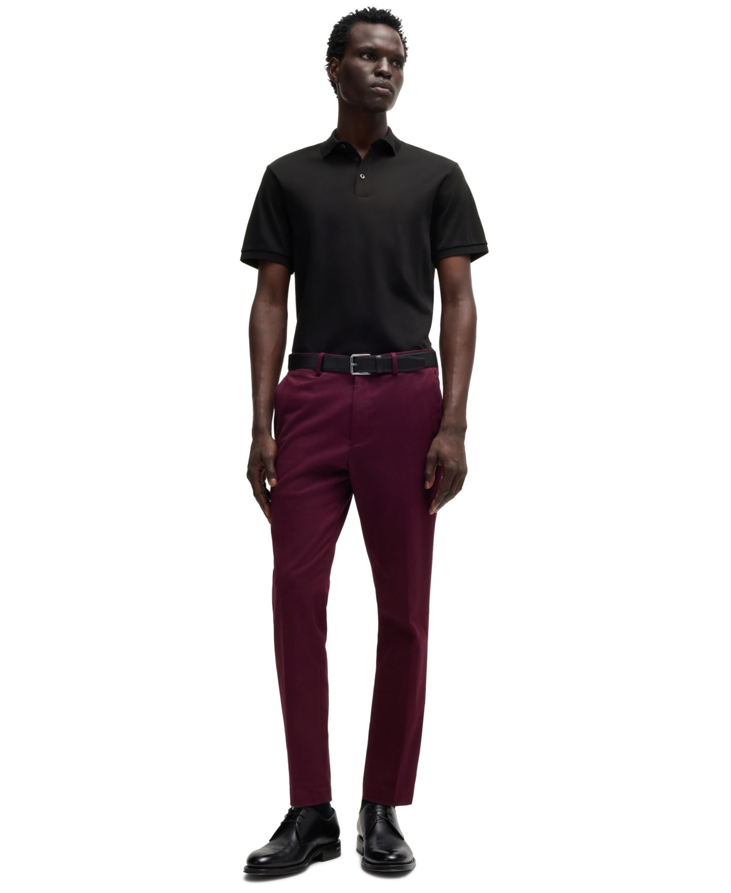 Мужское поло Hugo Boss Mercerized Cotton Regular-Fit Polo Shirt, цвет: Чёрный — фото 3