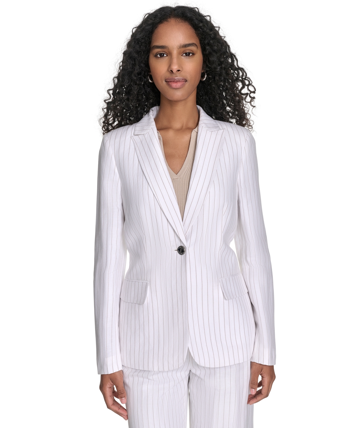Calvin Klein Women's Pinstriped One-button Blazer