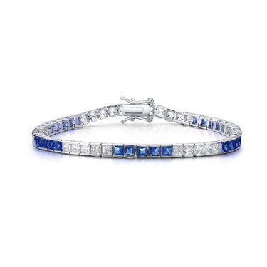 Plated with Alternating Colored and Clear Cubic Zirconia Tennis Bracelet
