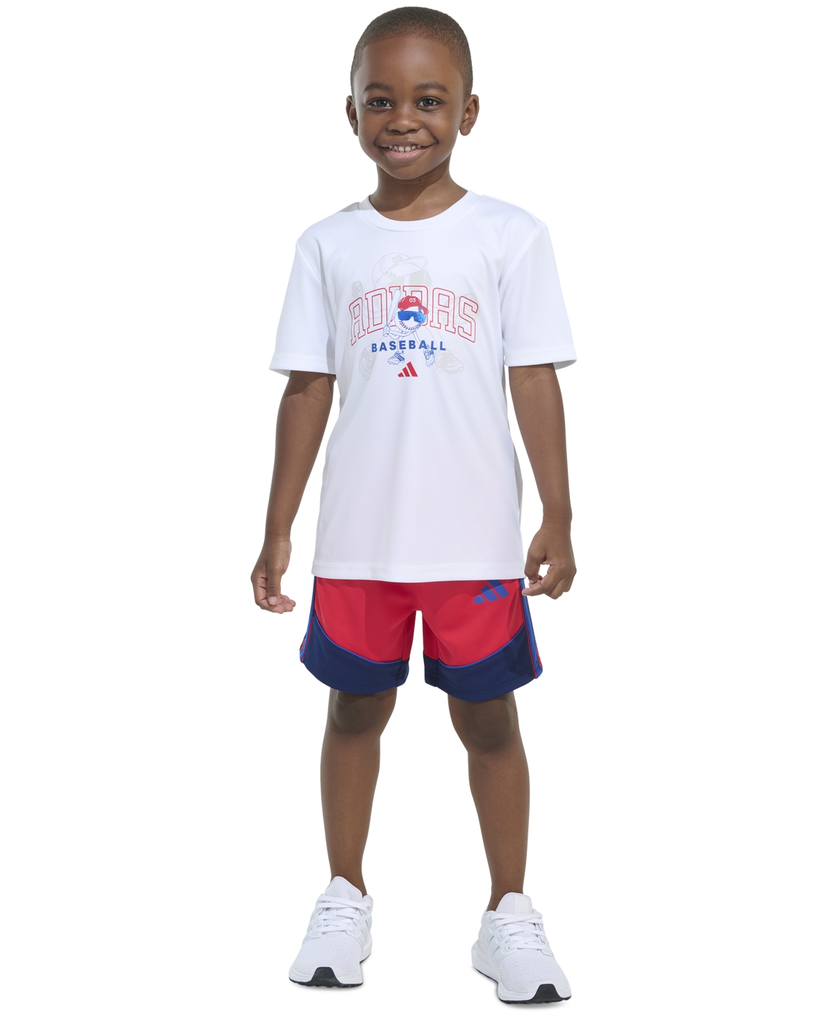 Adidas Originals Toddler & Little Boys Short-sleeve T-shirt And Colorblocked Stripe Shorts, 2 Piece Set