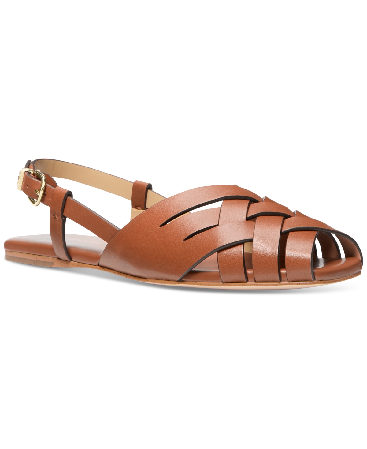 Michael Kors Irene Woven Leather Slingback Sandal In Luggage