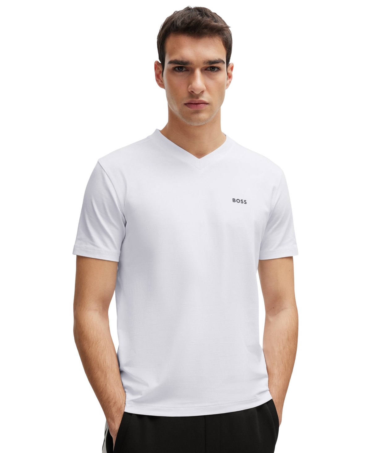 Hugo Boss Boss By  Men's Contrast Logo Regular-fit T-shirt In White