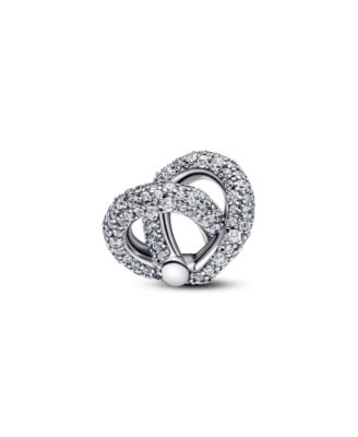 Pave Infinity Knot Heart Sterling Silver Charms