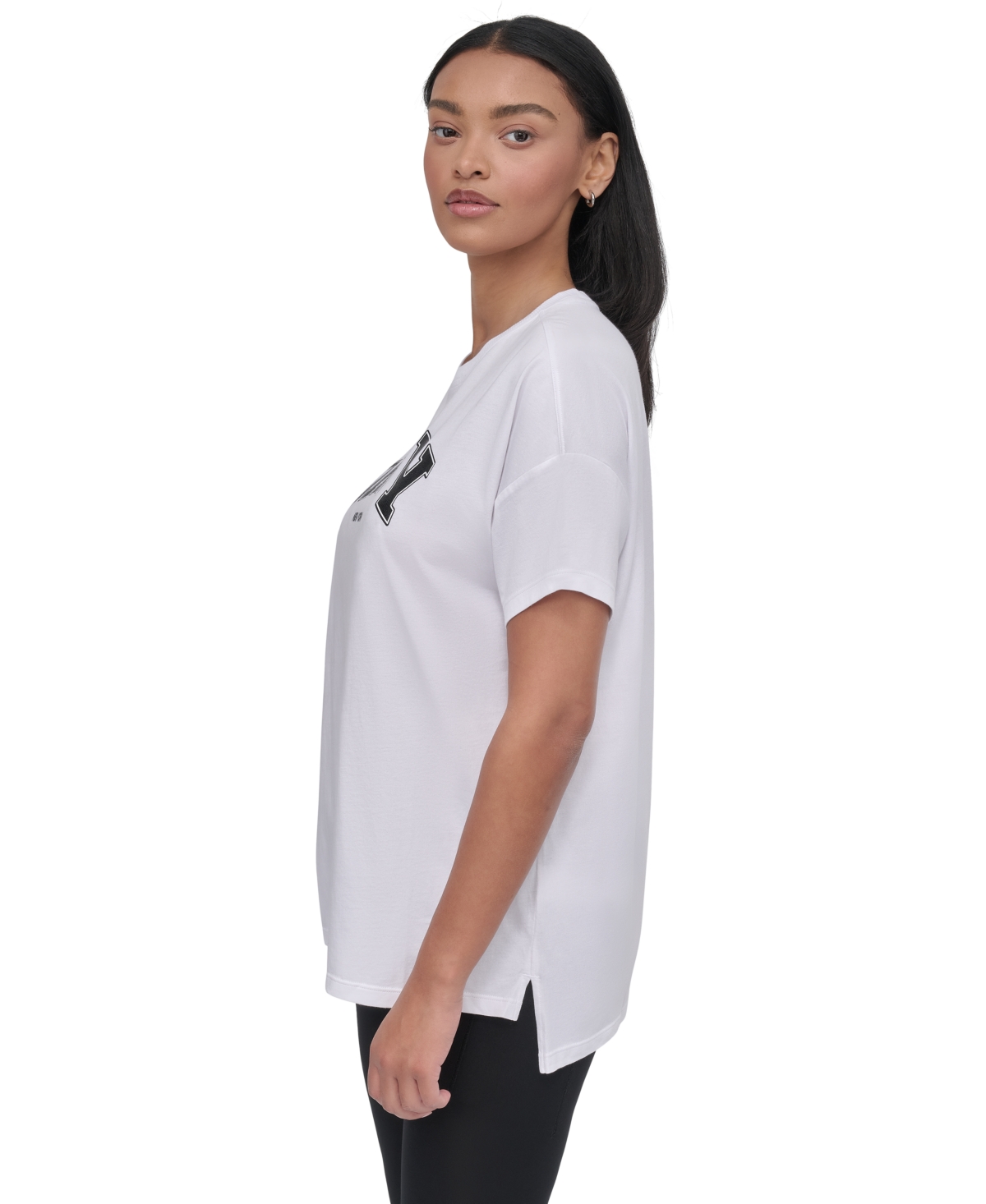 Dkny Sport Women's Glitter Logo Varsity T-shirt In White