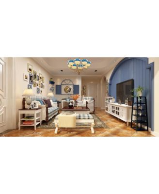 TV Stand with 2 Glass Doors and 4 Drawers, Media Console , Entertainment Center