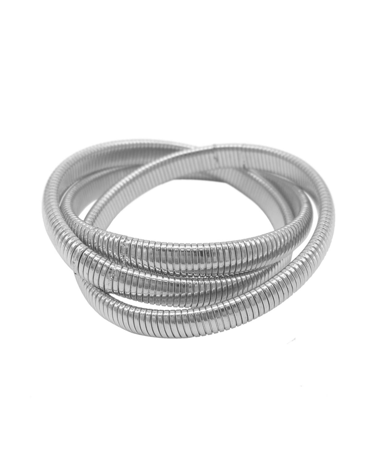 Adornia Sterling Silver Plated 2-layer Omega Chain Bacelet In Silver