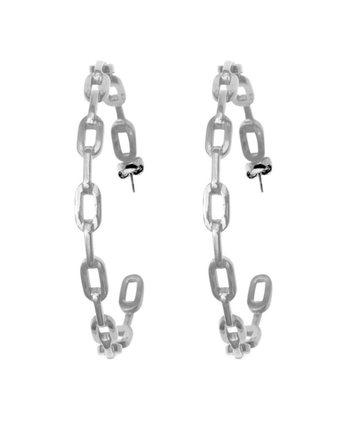 Adornia 14k Gold Plated Chain Link Hoop Earrings In Silver