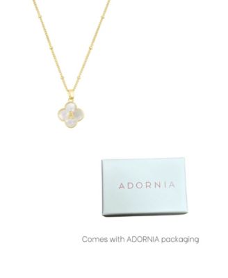 Gold Mother of Pearl Initial Clover Necklace