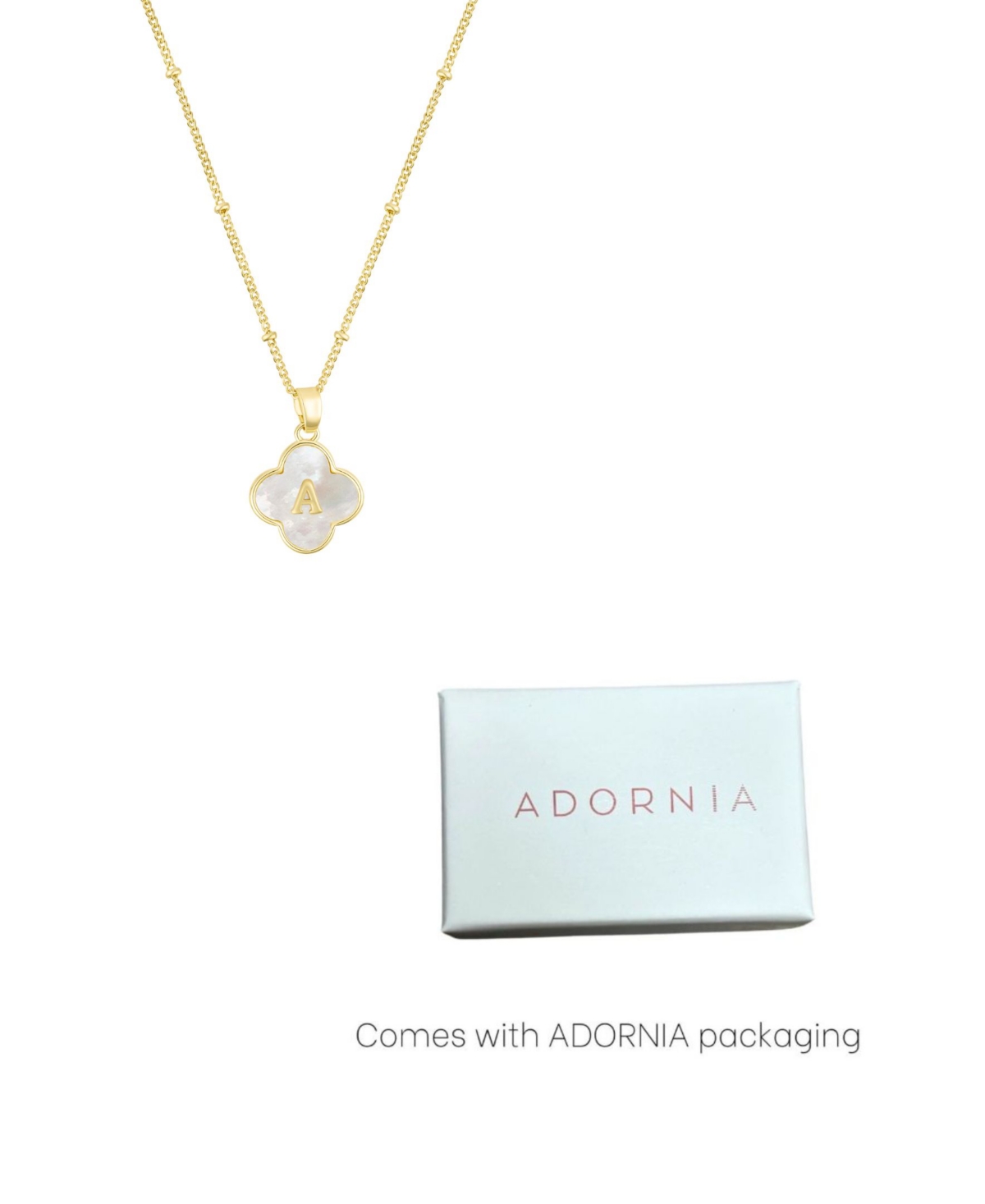 Adornia Gold Mother Of Pearl Initial Clover Necklace