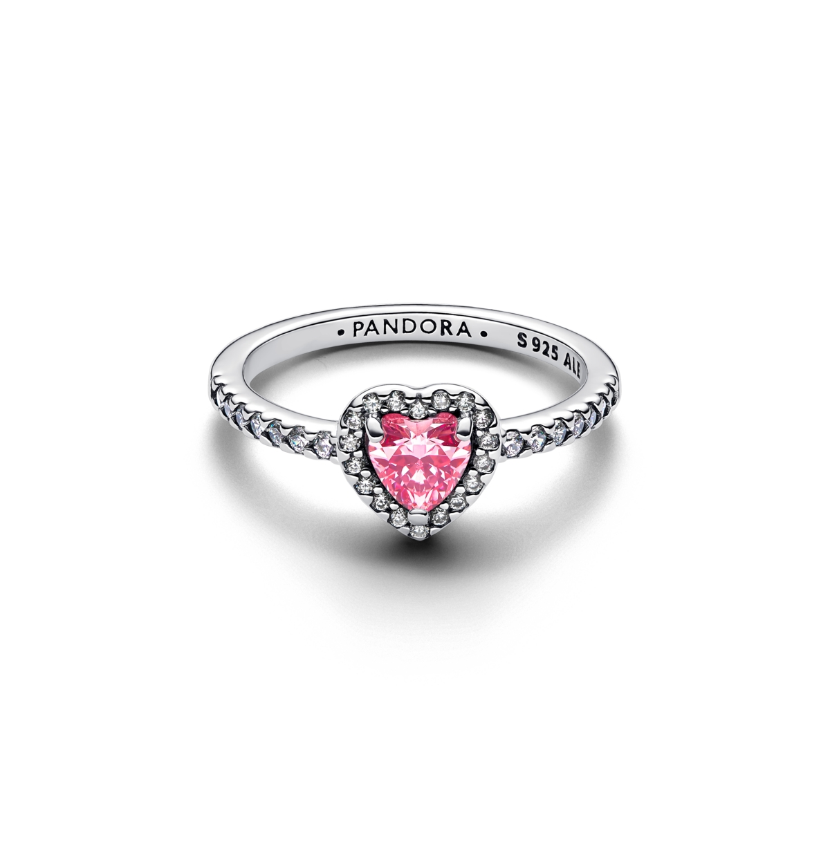 Pandora Elevated Pink Heart Sterling Silver Ring