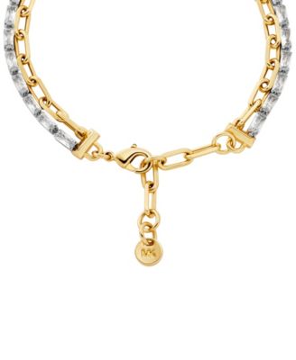 14K Gold-Plated Brass Mixed Chain Bracelet
