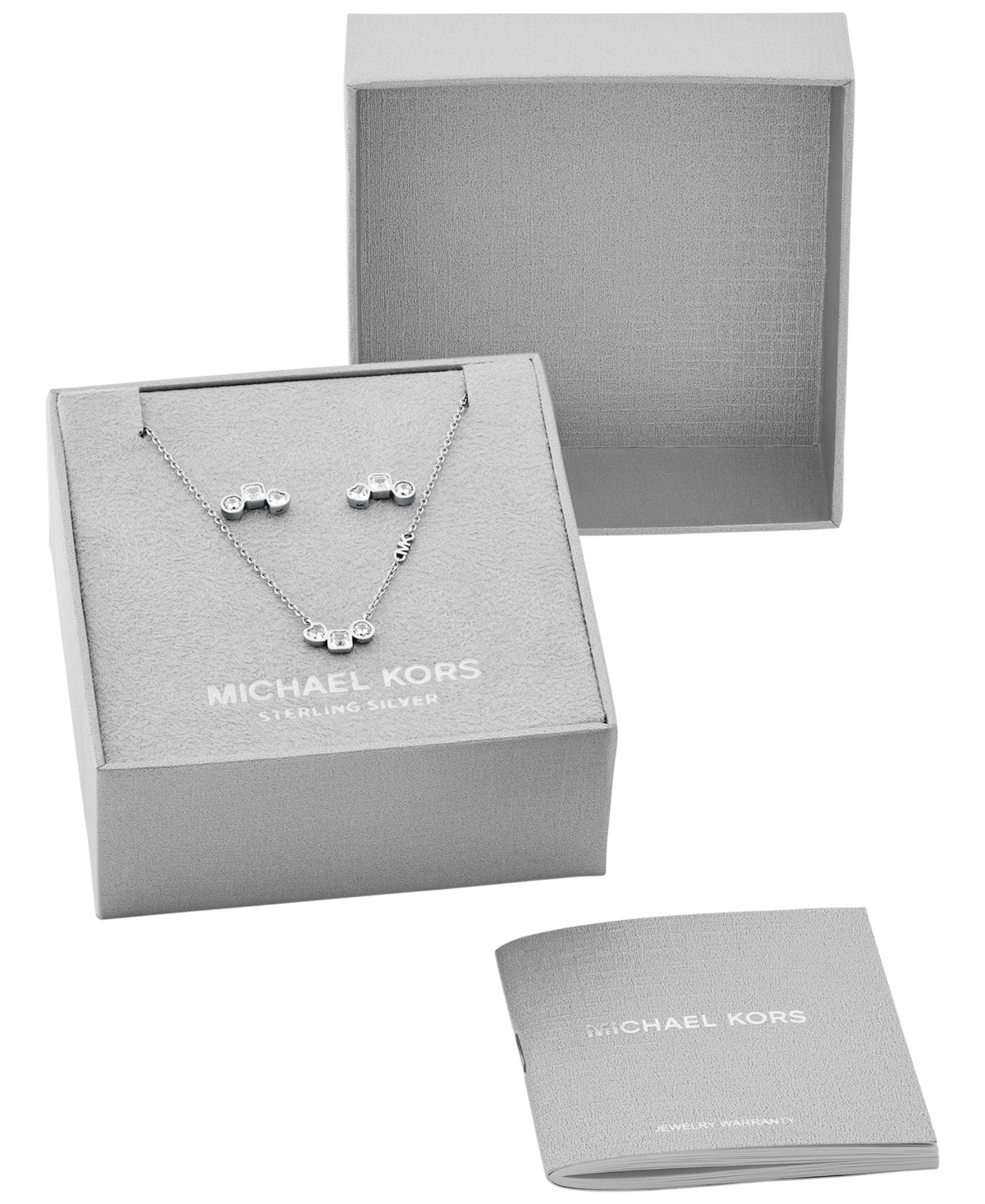 Michael Kors Necklace And Earring Gift Set In Silver