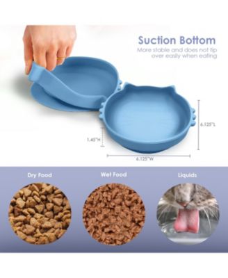 Cat Shaped Silicone Pet Bowl with Non-Slip Suction Base