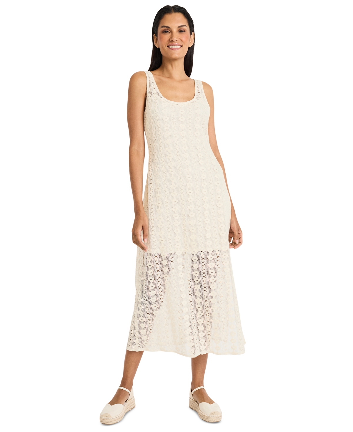 Women's Cotton Crochet Sleeveless Maxi Dress - Natural