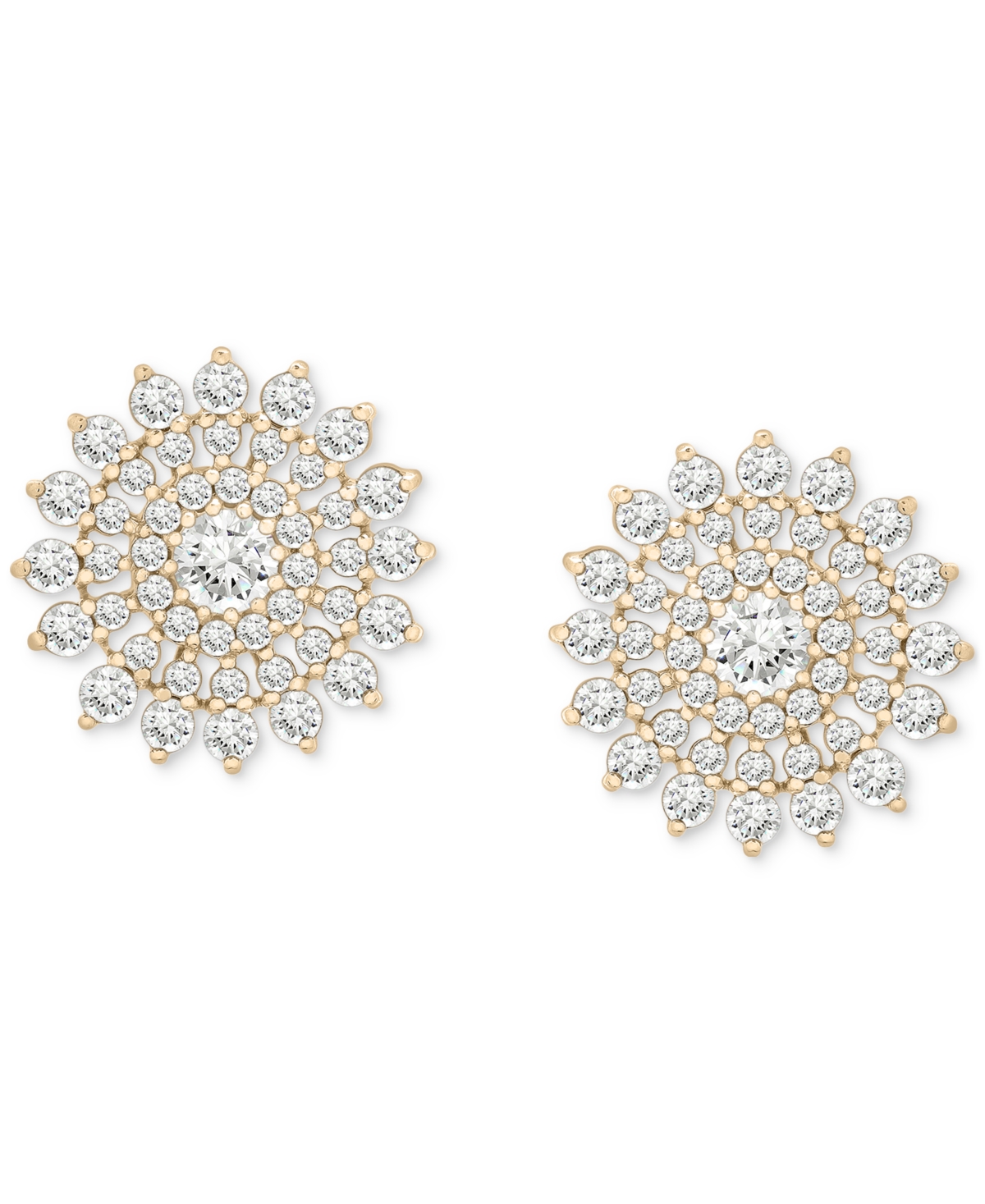 Diamond Flower Cluster Stud Earrings (1 ct. t.w) in 14k Gold, Exclusively at Macy's - Yellow Gold