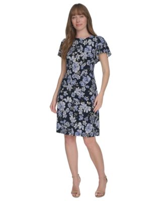 Tommy Hilfiger - Women's Floral-Print Flutter-Sleeve Dress