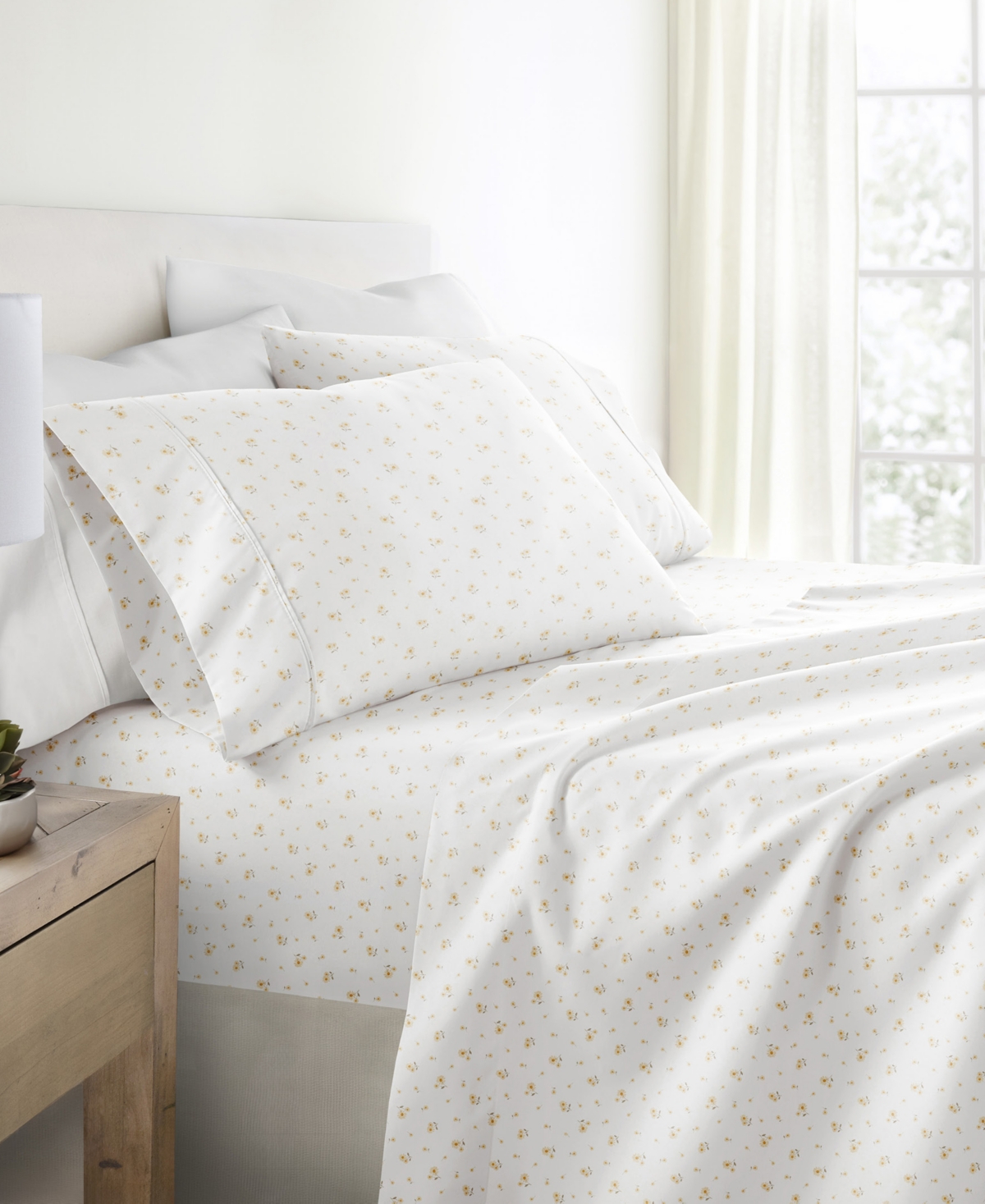 Kaycie Gray Printed Microfiber 4-pc. Sheet Set, King In Yellow