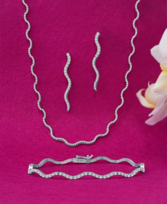 Diamond Wavy 16" Tennis Necklace (2 ct. t.w.) in 14k White Gold or 14k Yellow Gold, Exclusively at Macy's