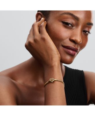 14K Gold-Plated Sparkling Infinity Heart Clasp Snake Chain Bracelet