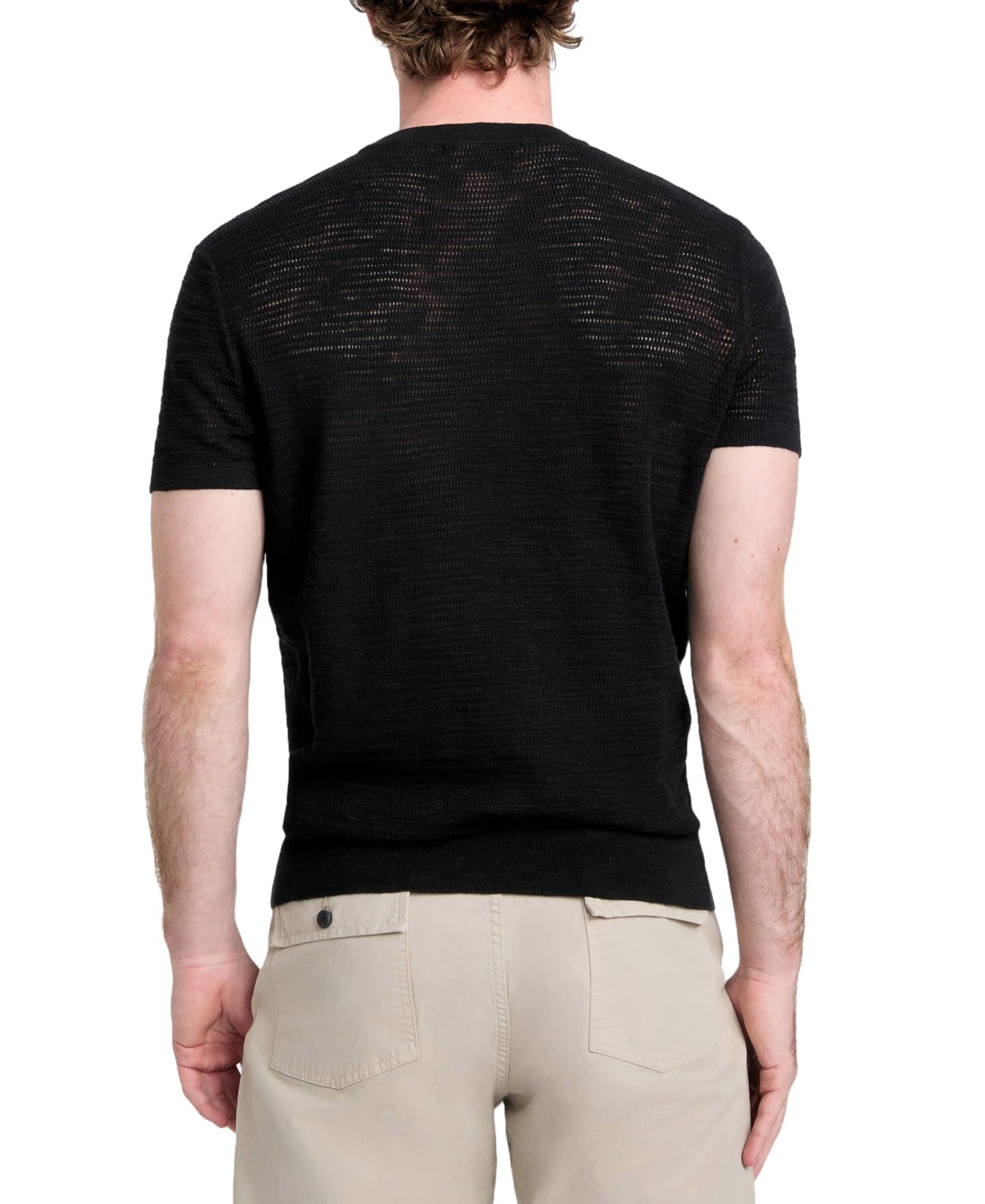 Мужской свитер GUESS Goodwin Textured Short-Sleeve Sweater, цвет: Угольно-чёрный — фото 2